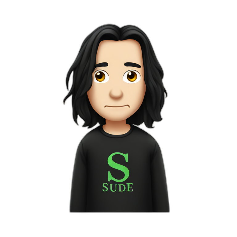 Severus Snape wears a T-shirt with the word Sude on it emoji