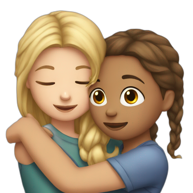 Girl hugging girl emoji