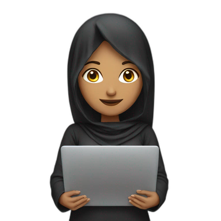IT arabic women holding laptop emoji