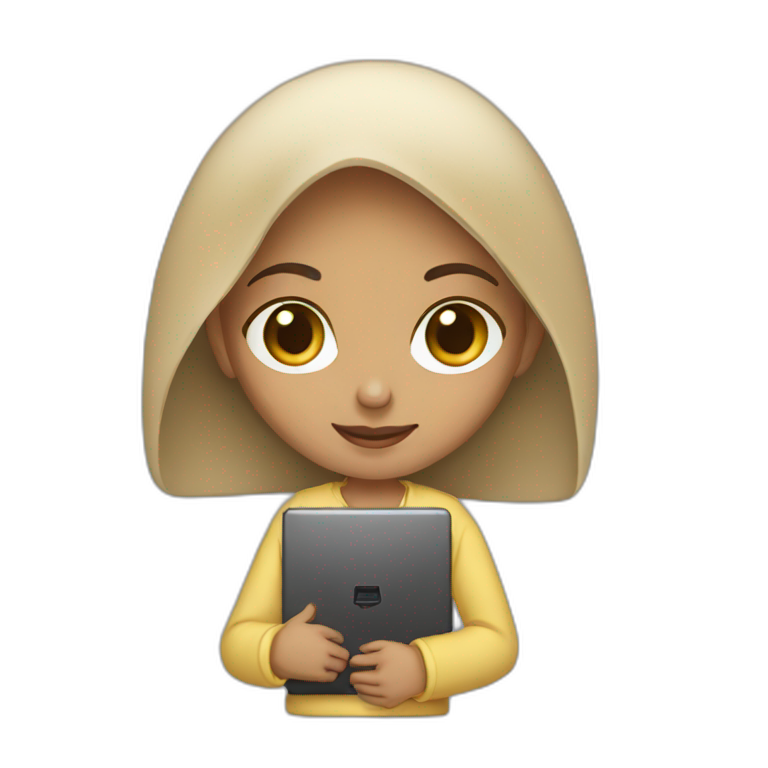 IT light skin arabic girl holding laptop emoji
