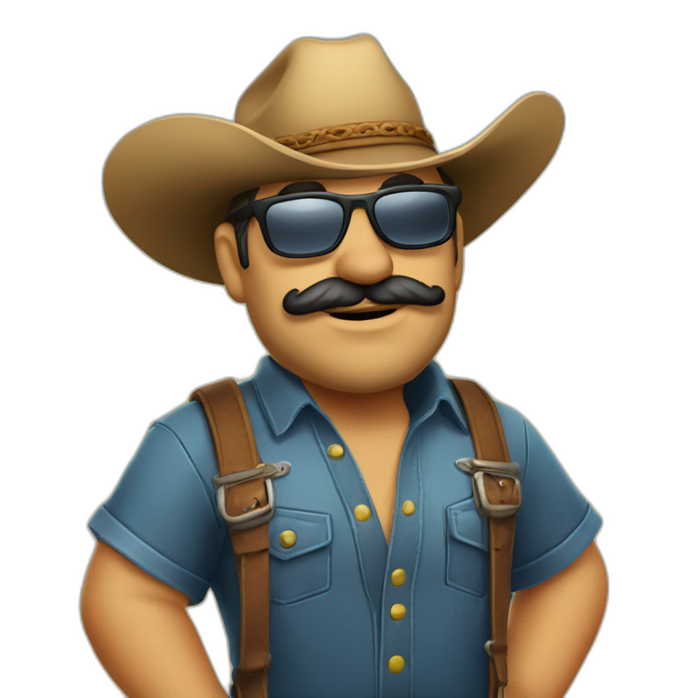 Vaquero gordito con gafas de sol emoji AI Emoji Generator