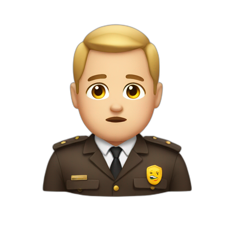 head cute brown fat security guard tears emoji