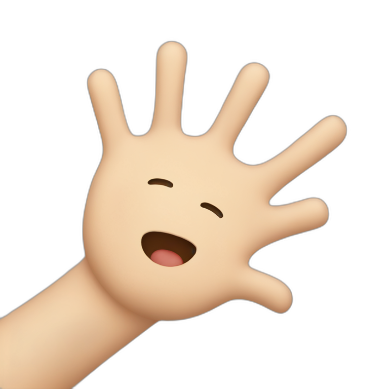 Hands on face feeling good emoji