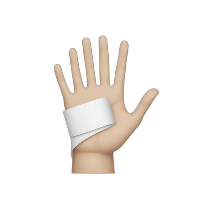 white handtape wrapped around hand emoji
