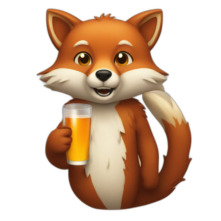 Fox drinking bear emoji