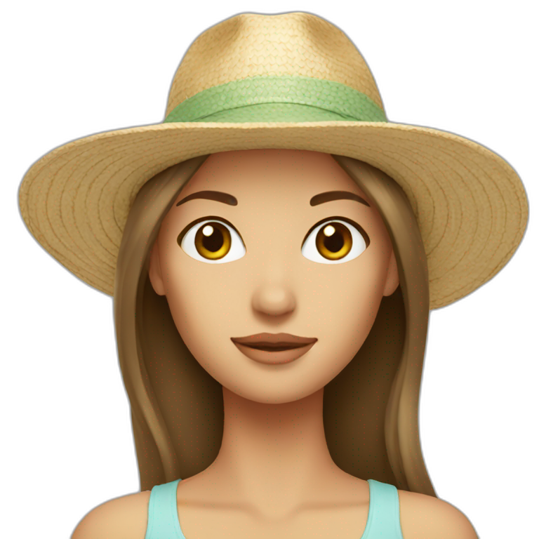 white women with summer hat emoji