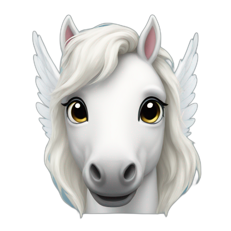 White pony unicorn with wings emoji