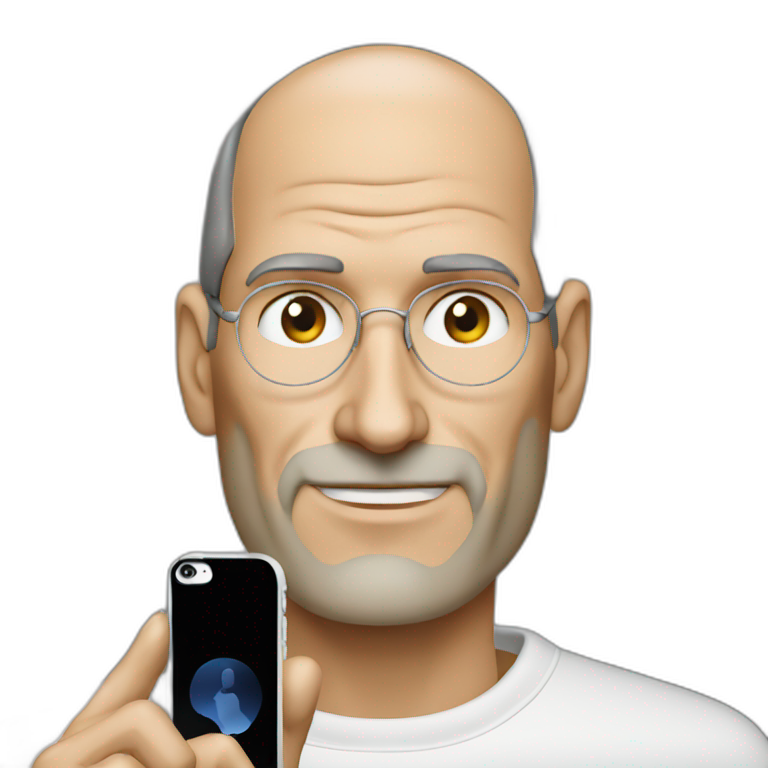 steve jobs using Microsoft phone emoji