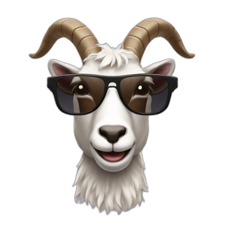 Goat with goatee beard and sunglasses emoji