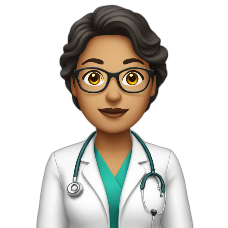Latina doctor with white coat and glasses emoji