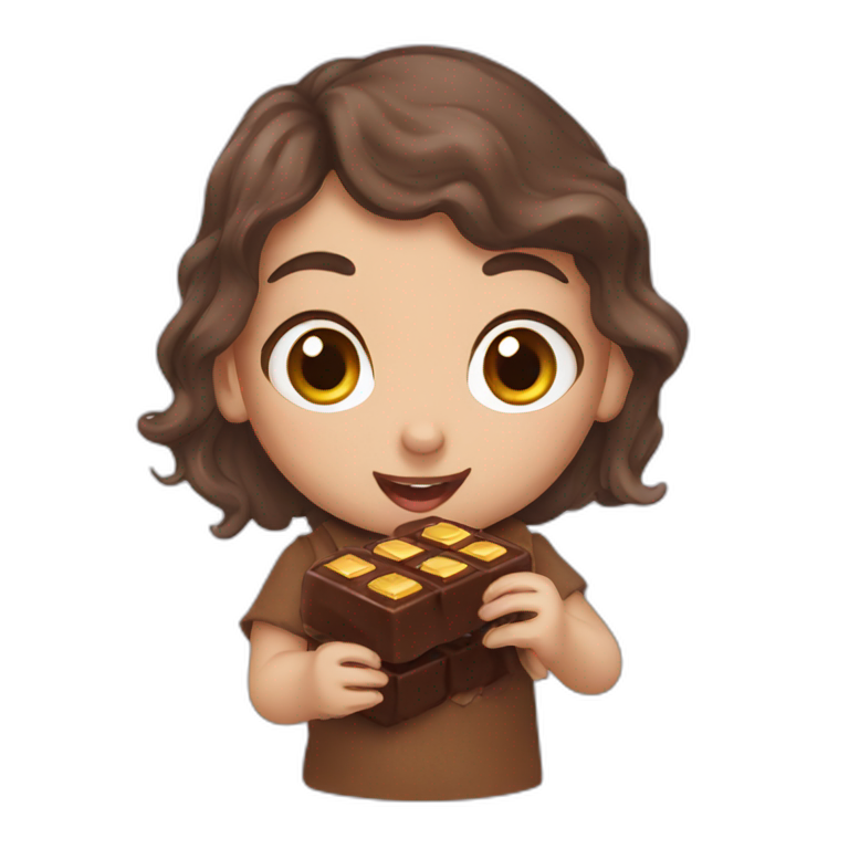 hobbit girl eating chocolate bar emoji