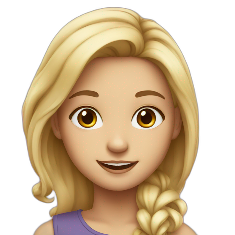 smile girl blond with ipad pro emoji