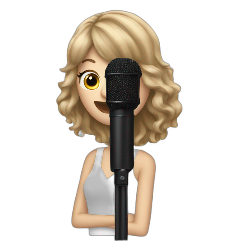 Taylor Swift singing into a black microphone emoji