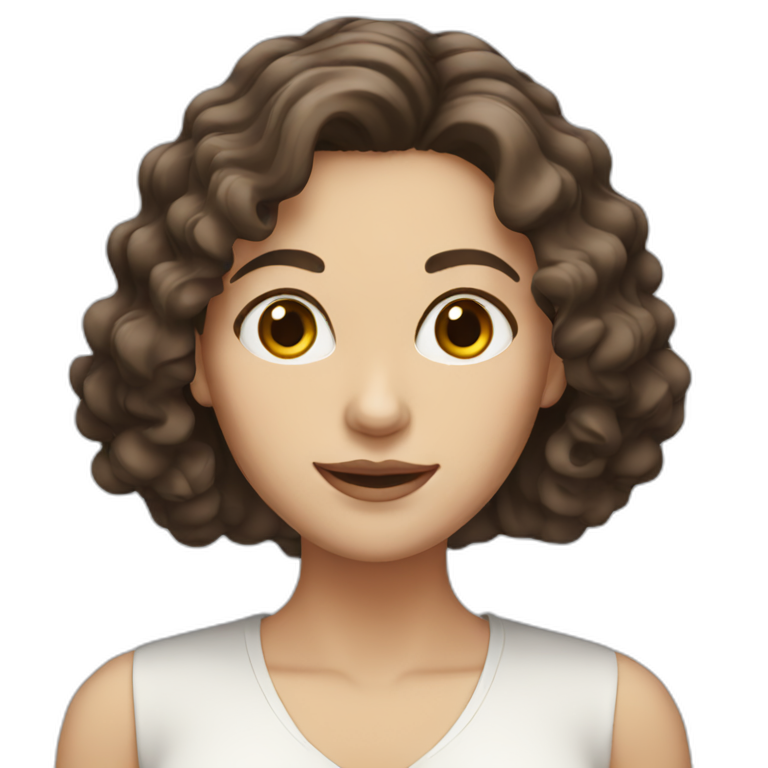 white woman with wavy dark brown hair emoji