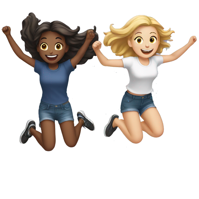 two white girls jumping emoji