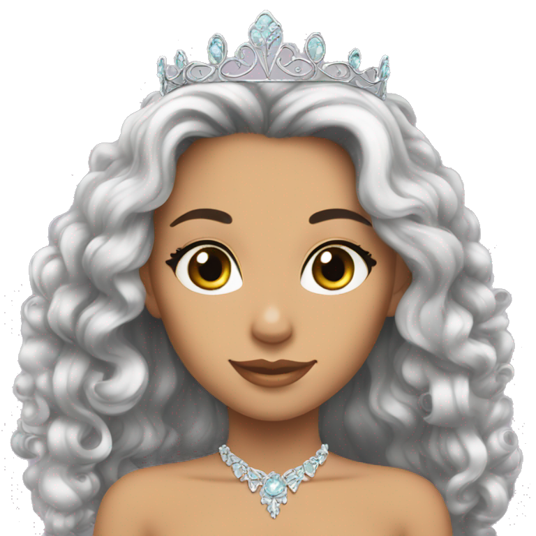 Latina princess tiara long hair black emoji