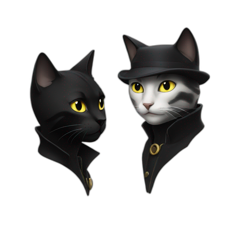 Chat noir et chat noir et blanc emoji