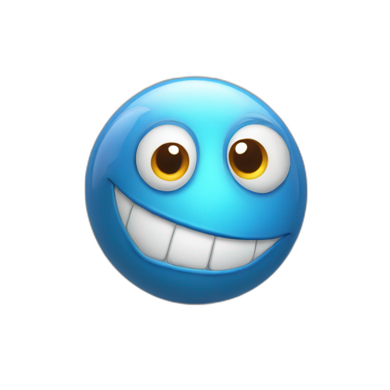 3d sphere with a cartoon genie skin texture with big happy eyes emoji