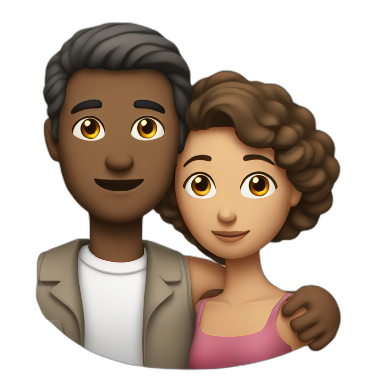A man leaning against a woman and holding his hand on her shoulder  emoji