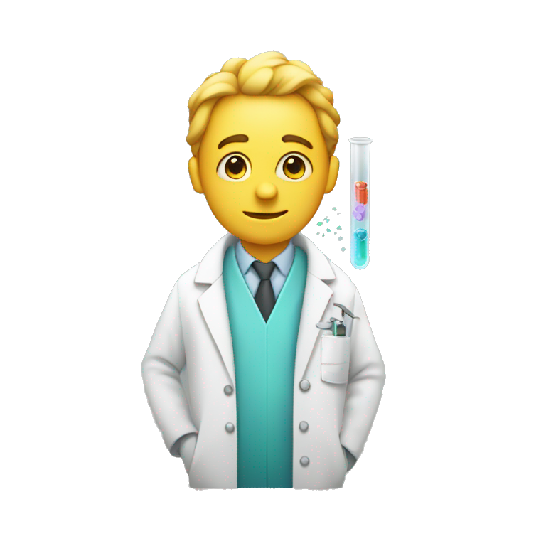 test tube, gear, and lab coat emoji