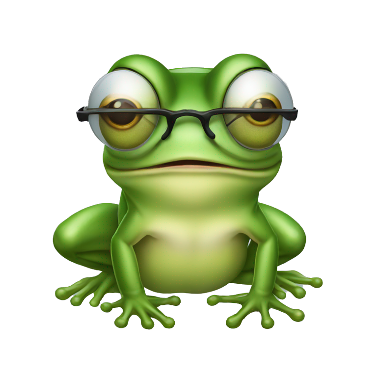 Frog with glasses catching a fly with tongue emoji
