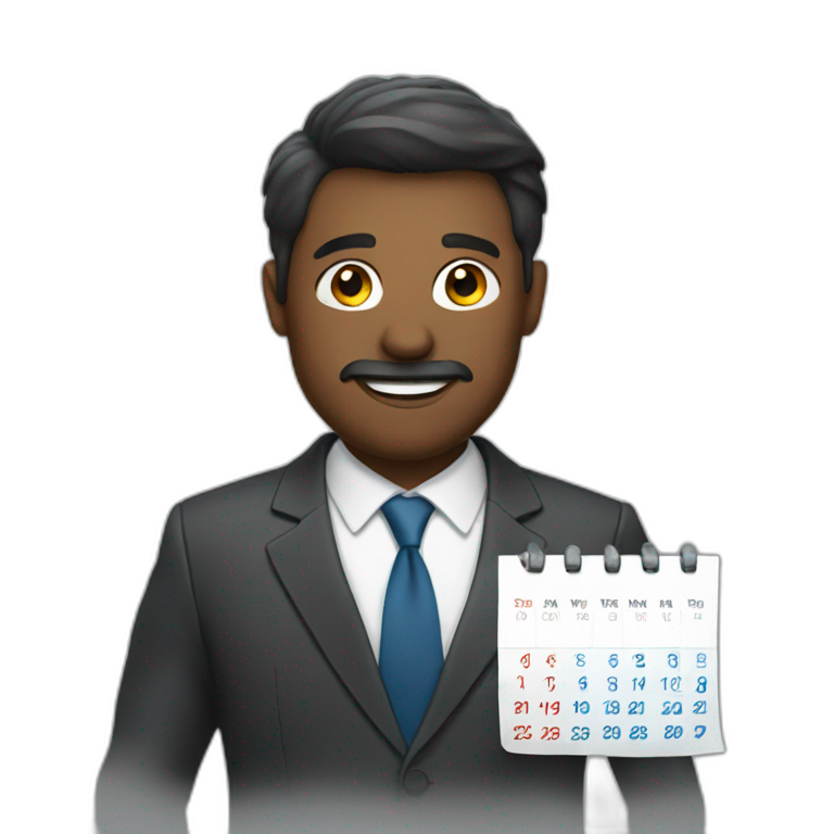 a man in a suit holding a calendar emoji
