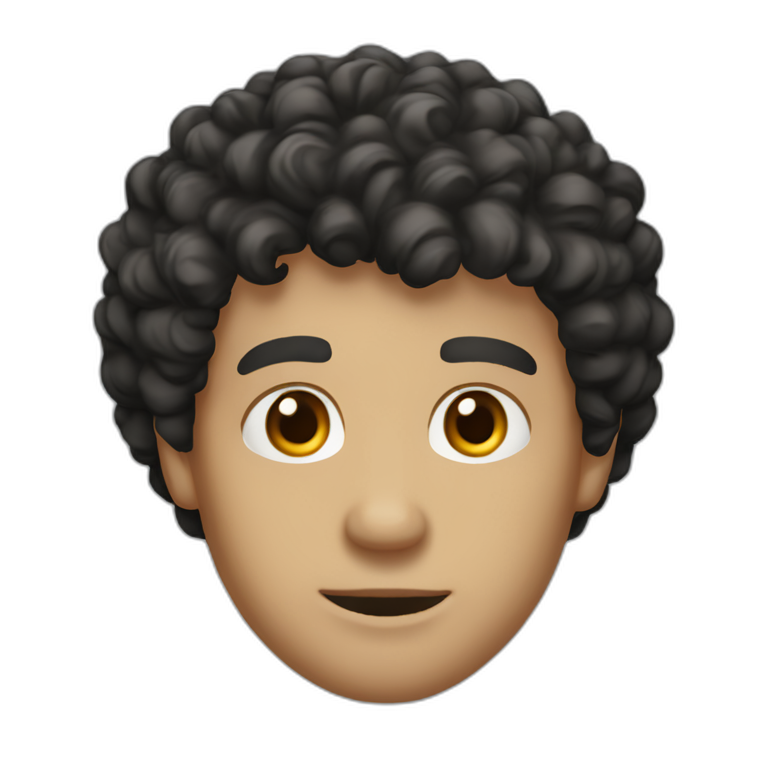 middle age man informal cloth tanned short black curly hair black eyes emoji