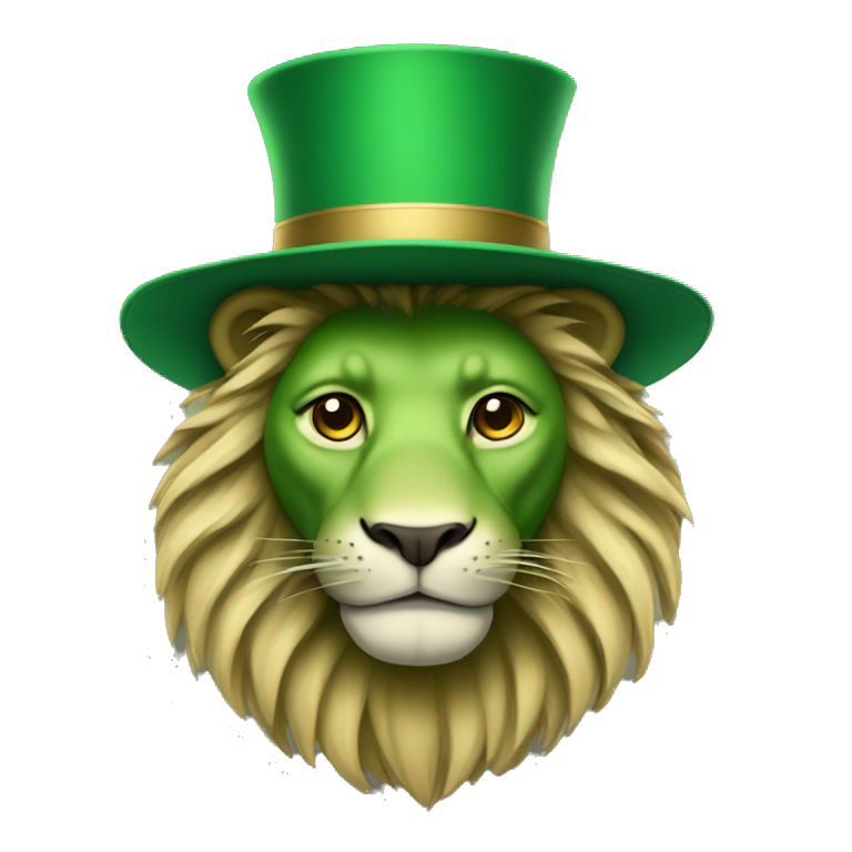 Green lion with a hat emoji