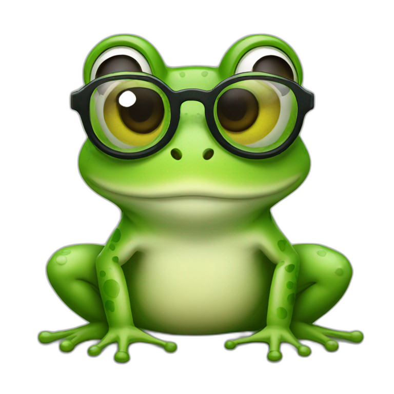 a frog with glasses emoji