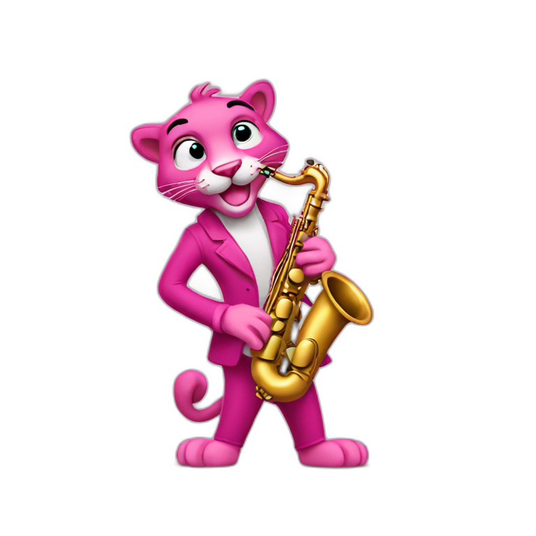 pink panther plays the saxophone emoji