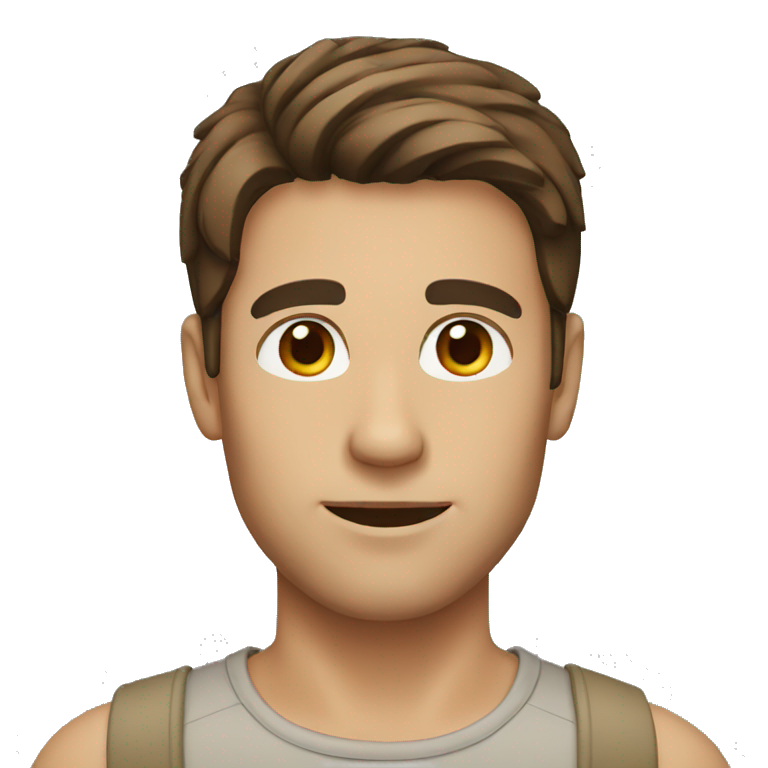 man with brown straight hair and brown eyes emoji
