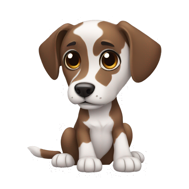 dog, black, paw white and chest white, big brown eyes emoji