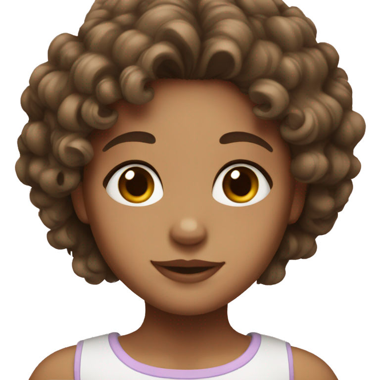 A girl with brown brown eyes and curly and short hair emoji