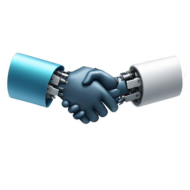 handshake with robot emoji