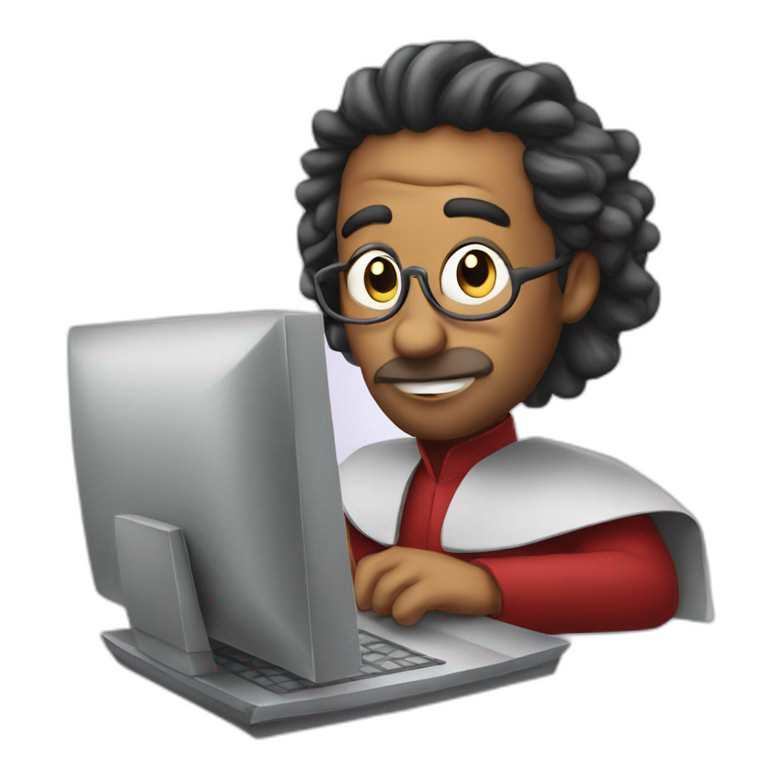 magitian behind a computer emoji