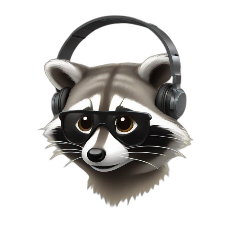 Raccoon in headphones emoji
