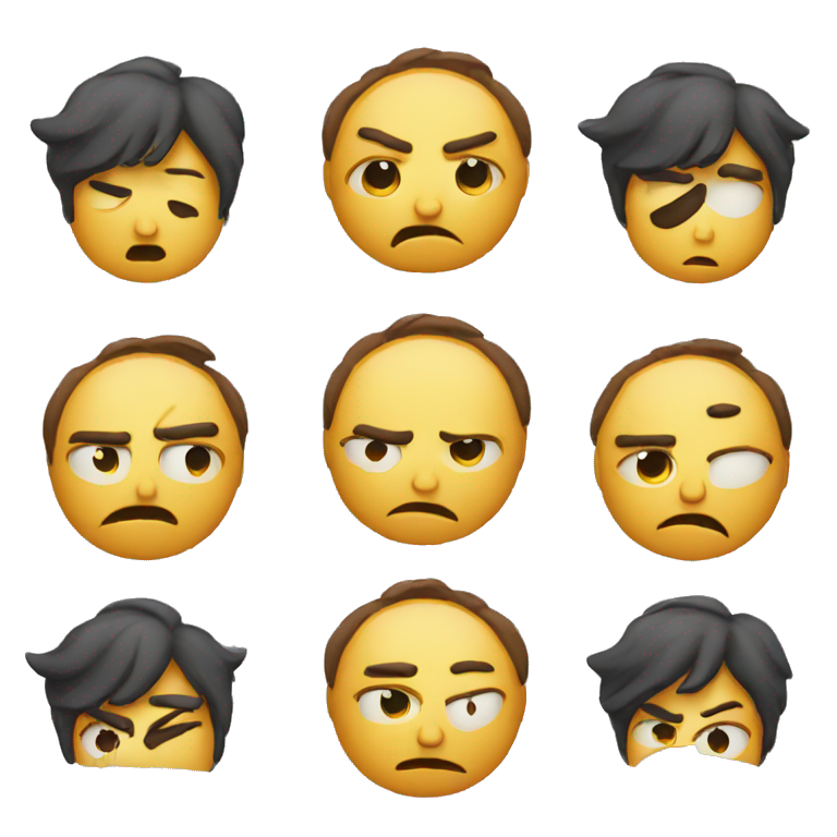 Mad, confused, sad, and sleepy emoji