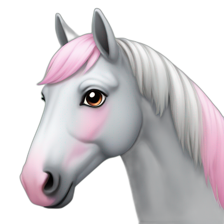 Grey horse with pink nose emoji