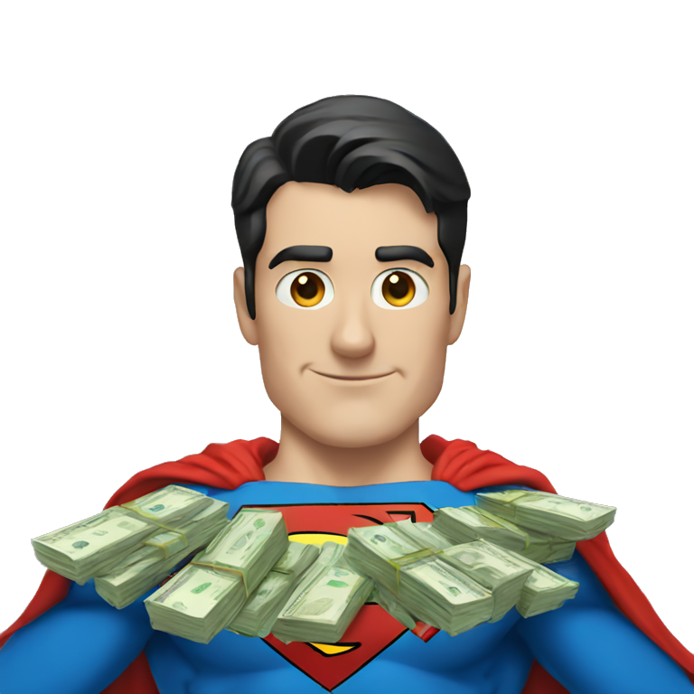 Superman with money emoji