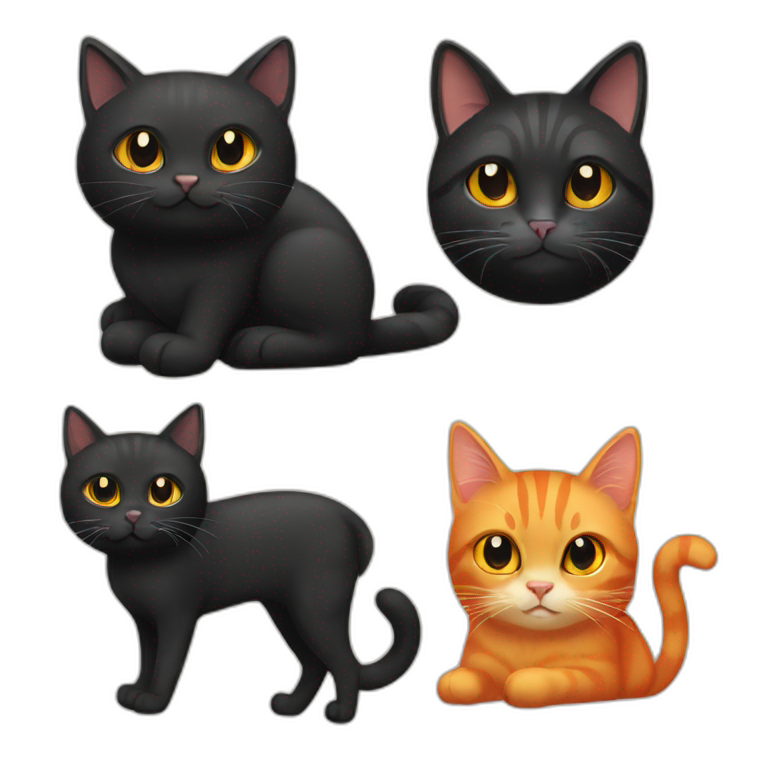 black cat and orange cat emoji