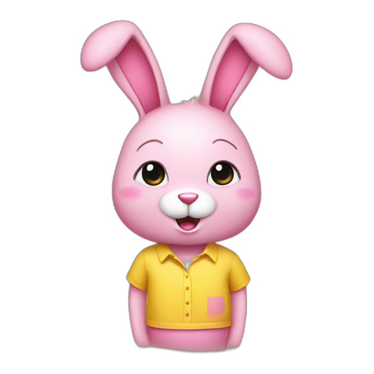 Pink rabbit wearing yellow shirt emoji