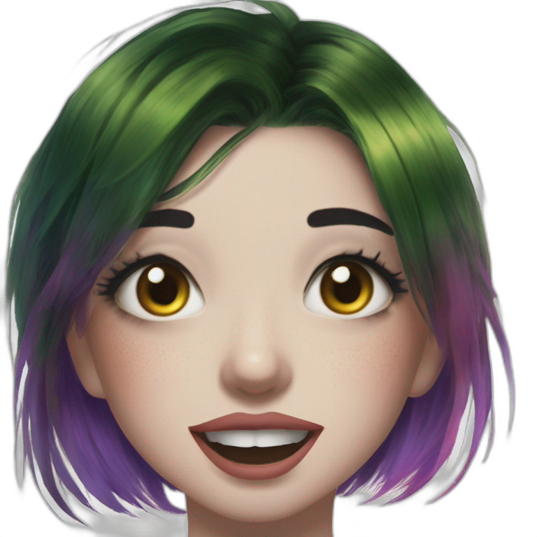 colorful girl with open mouth emoji