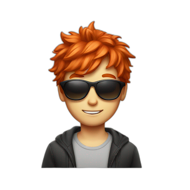 Red hair boy in sun glasses emoji