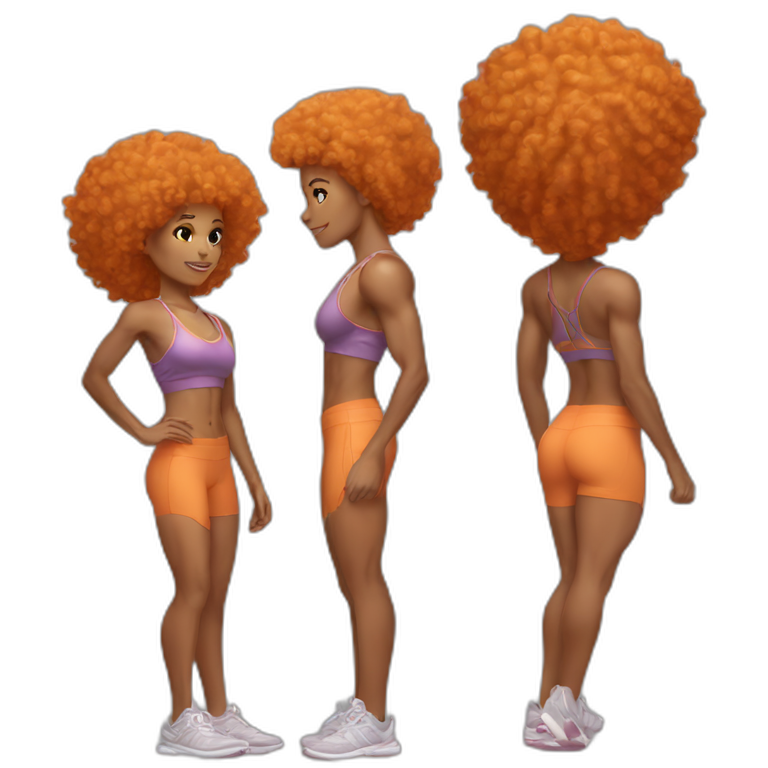 Light skin afro Orangehair in fitness emoji