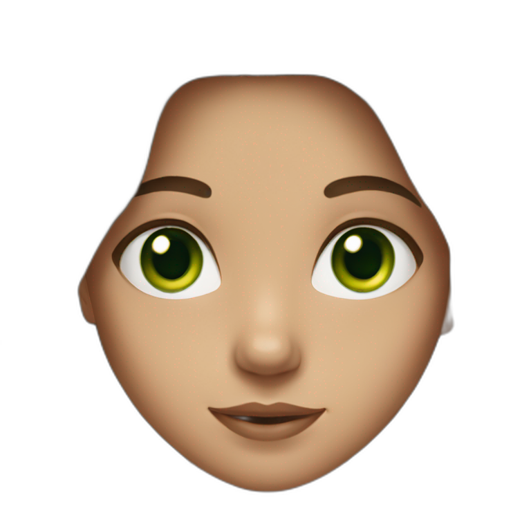 Girl with long brown hair and green eyes emoji