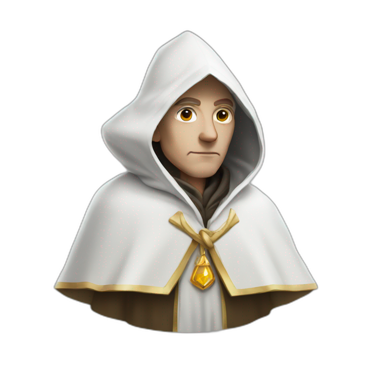 White robed wizard in triangular hood emoji