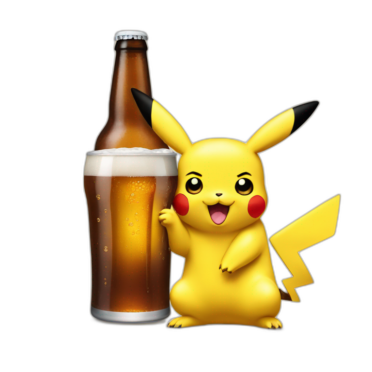 pikachu drink a beer emoji