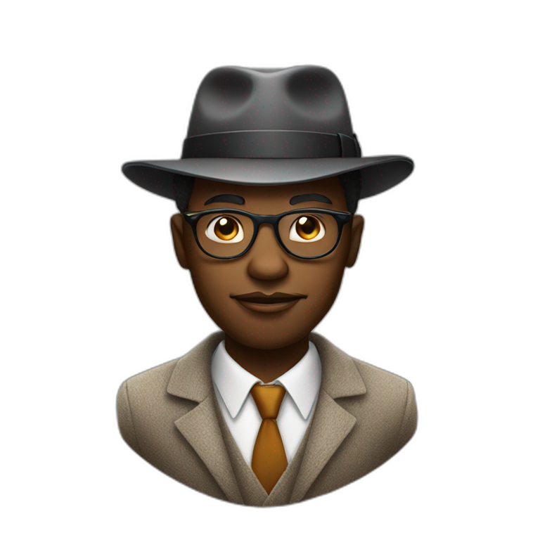 African America man wearing a fedora with glasses smoking a cigar emoji