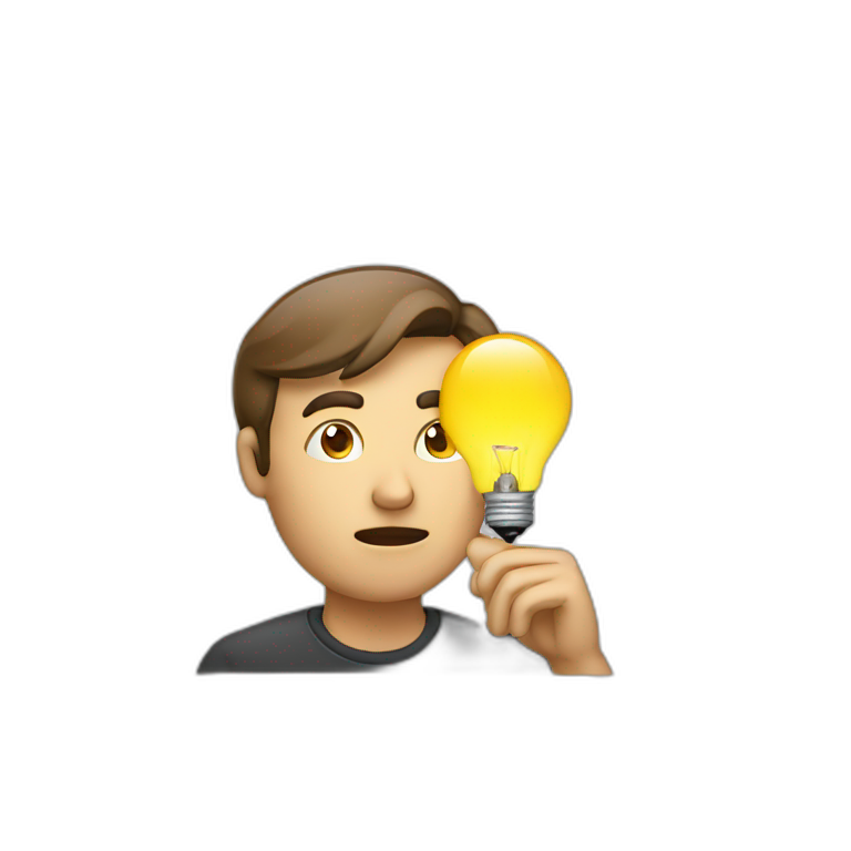 man thinking with bulb emoji