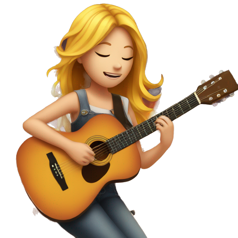 Girl playing the acoustic guitar with fire coming out emoji